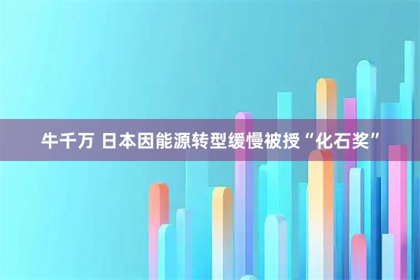 牛千万 日本因能源转型缓慢被授“化石奖”